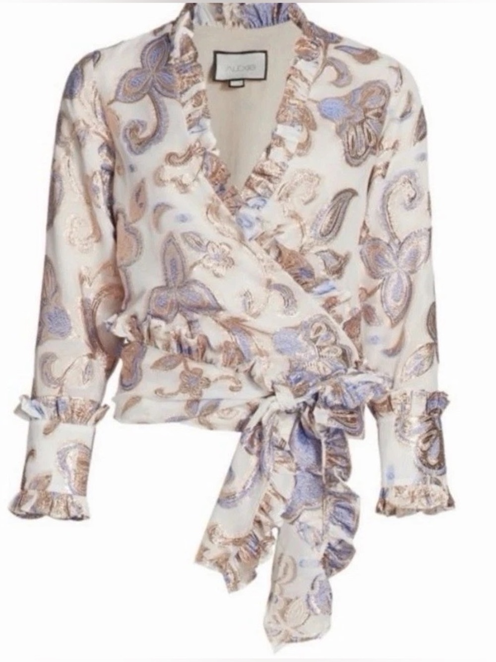 ALEXIS METALLIC RUFFLE BLOUSE